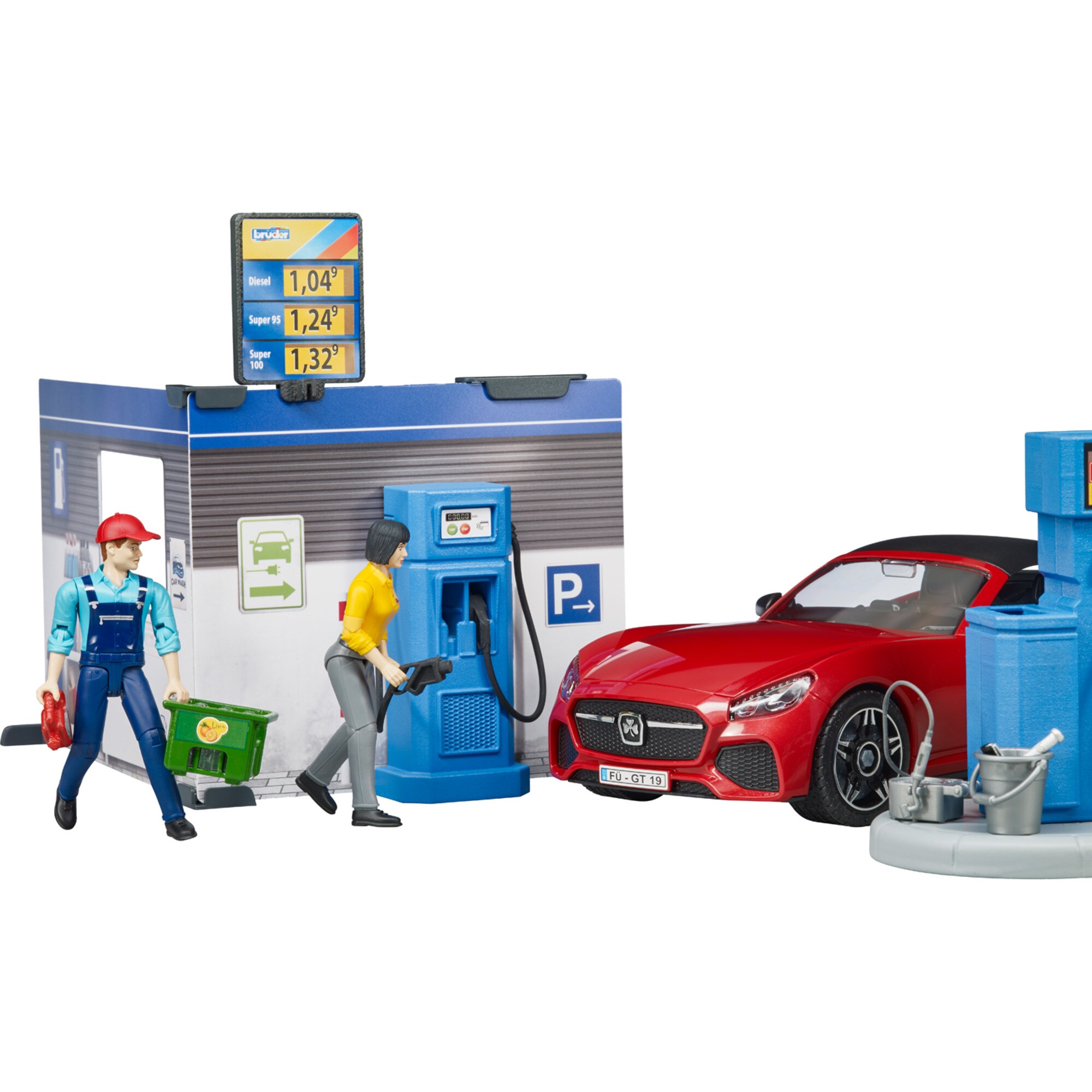 bruder Spielfigur bworld Tankstelle mit Waschplatz