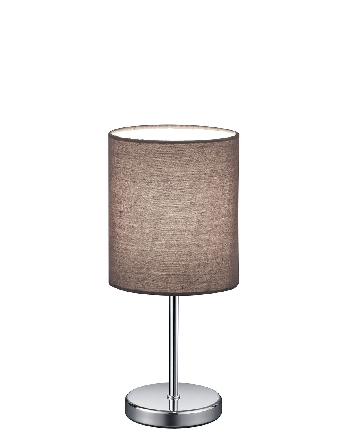 Retrofit Tischlampe Jerry chromfarbig weiß 28cm 13cm Metall Textil Schnurschalter