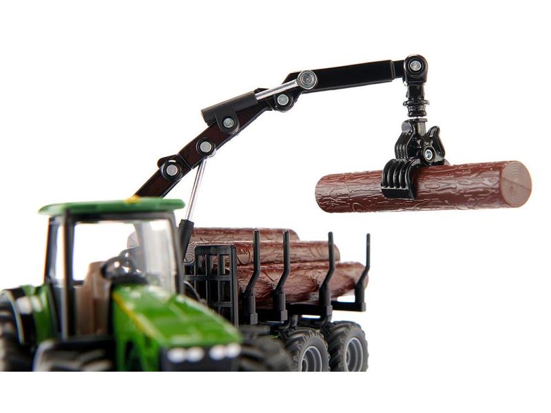 Siku Traktor John Deere 8430 mit Forstanhänger 1:50 Siku Farmer Traktor Modell mit Kran-Anhänger für Baumstämme