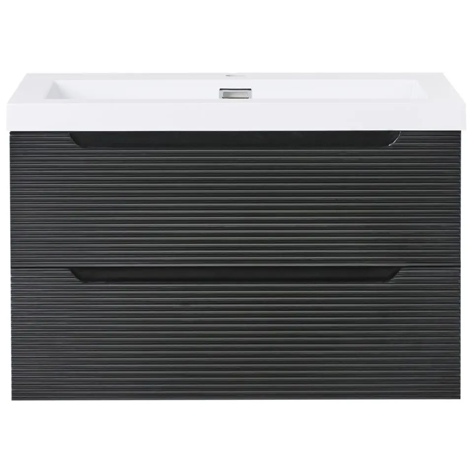 MAKANA - Badkamermeubel met wastafel - Zwart - 80 cm - MDF