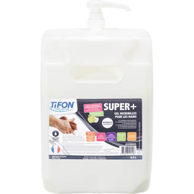 Gel nettoyant mains Tifon Super +, avec pompe - Bidon 4,5 L