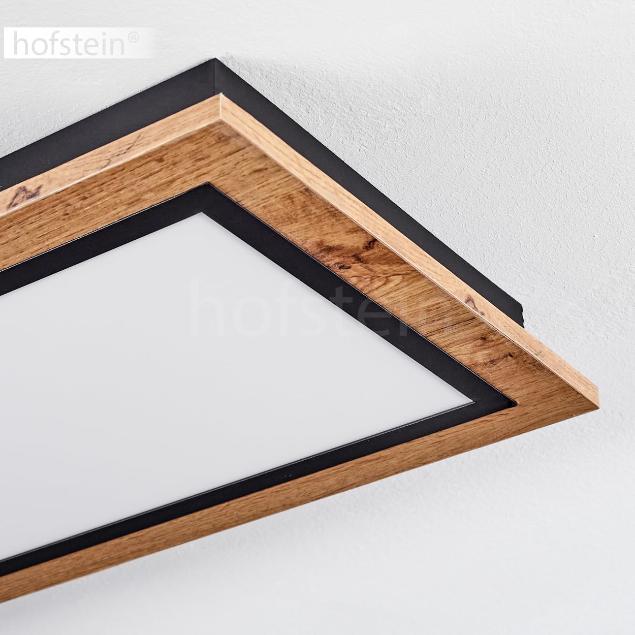 LED Deckenleuchte Salmi, moderne Deckenlampe aus Metall/MDF/Kunststoff in Schwarz/Holzoptik/Braun/Weiß, rechteckige Leuchte (120 cm x 30 cm), 4000 Lumen, 3000 Kelvin, LED 36 Watt