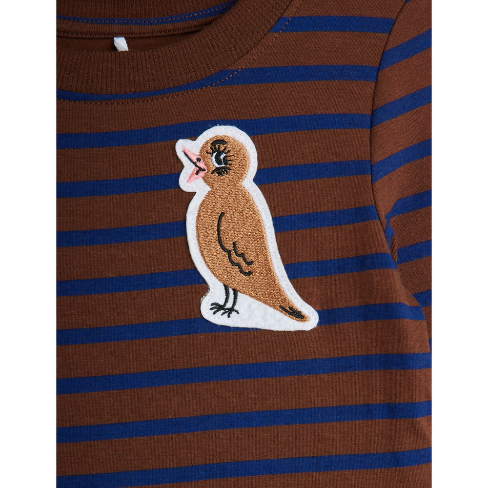 Køb Mini Rodini Brown Stripe Bird Patch Ls Kjole