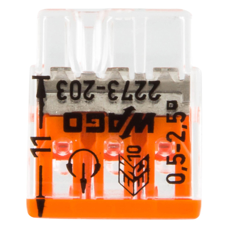 Wago lasklem 0,5 - 2,5mm² 3-polig oranje