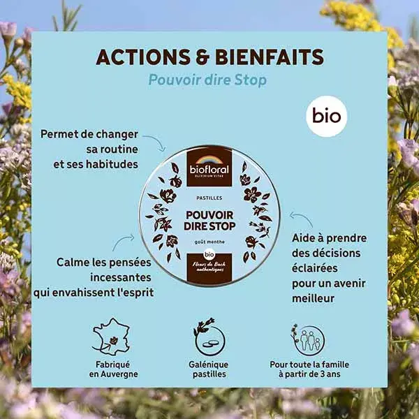 Pastilhas Biofloral Power to Say Stop Orgânicas para Emoções 50g