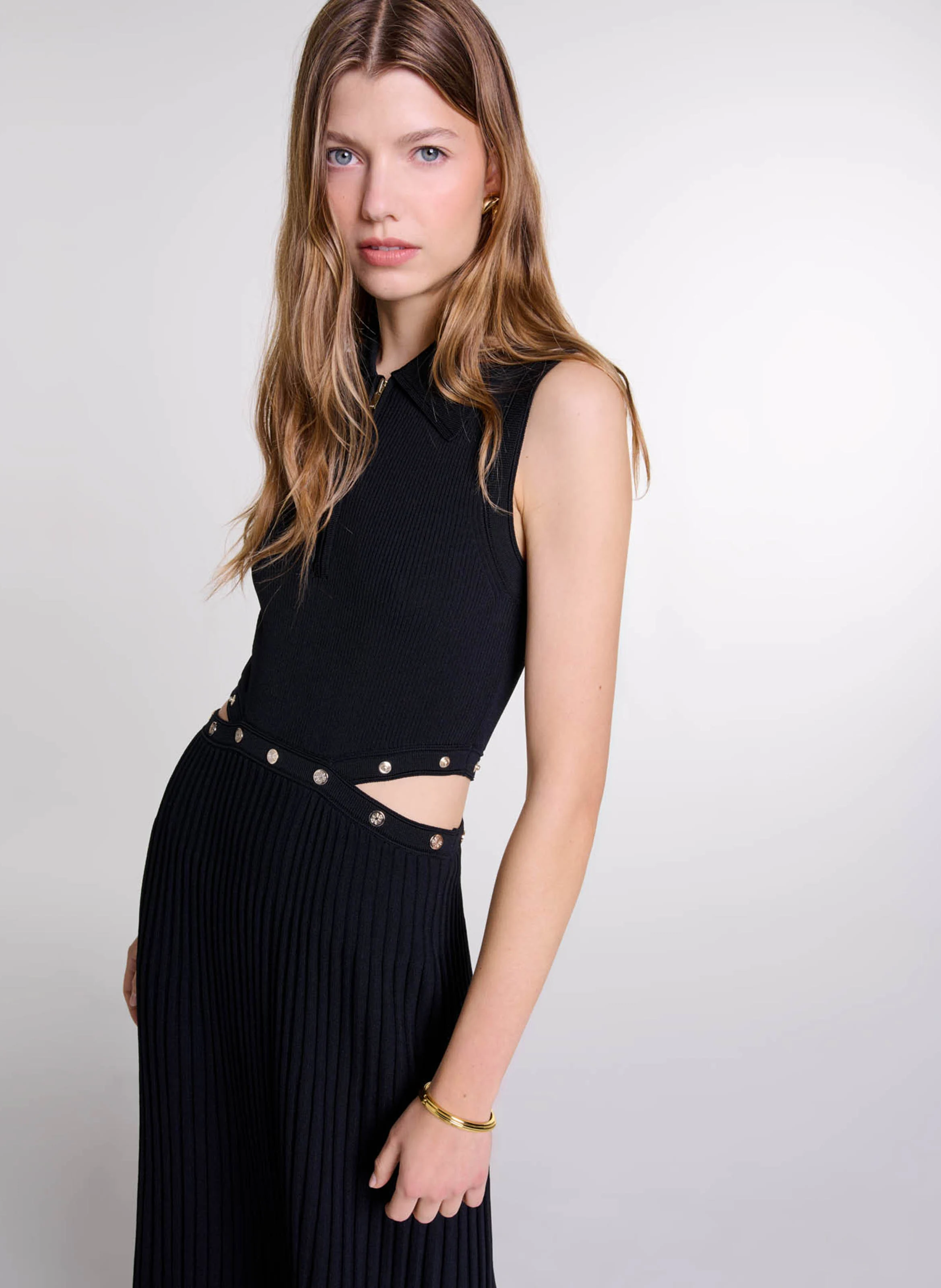 Robe longue col classique | Noir