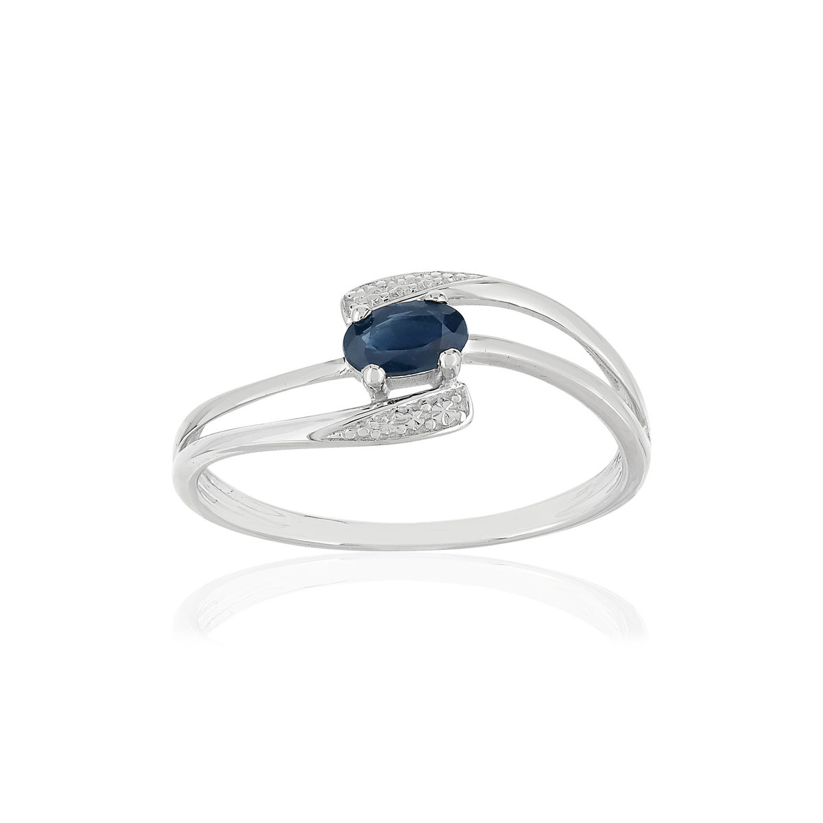 Bague or blanc 375, saphir