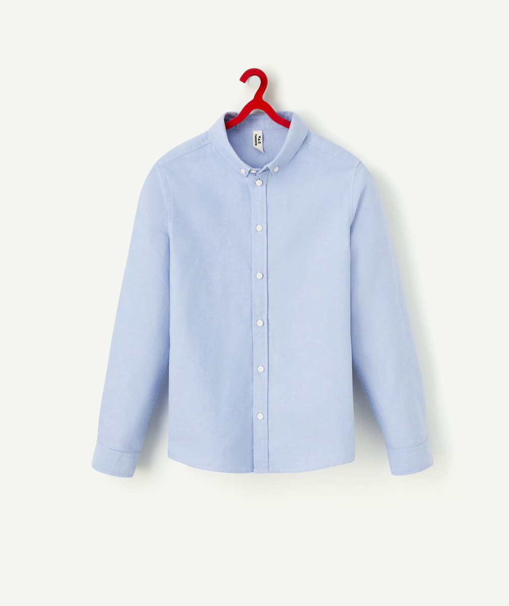 CHEMISE MANCHES LONGUES GARÇON BLEUE AVEC OUVERTURE BOUTONNÉE