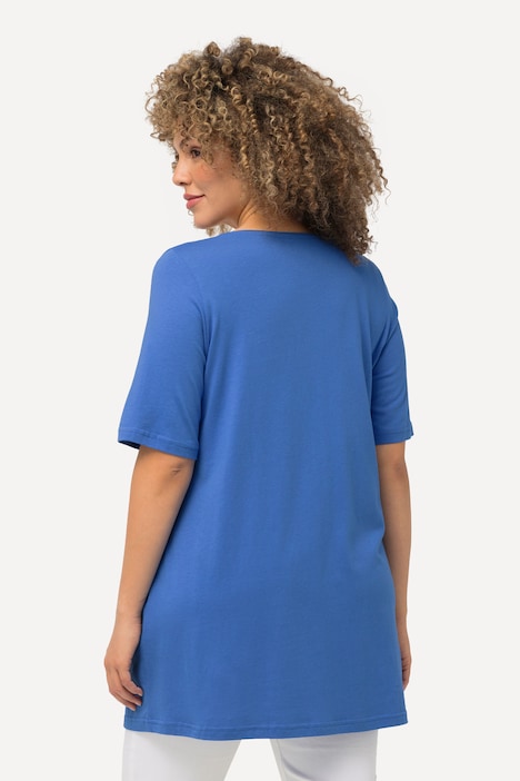 T-Shirt, Zierfalten, A-Linie, Rundhals, Halbarm, Modal