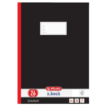 Herlitz Oberschulhefte DIN A4, 20 Blatt, Lin. 26, kariert mit Rand, 5 Stück