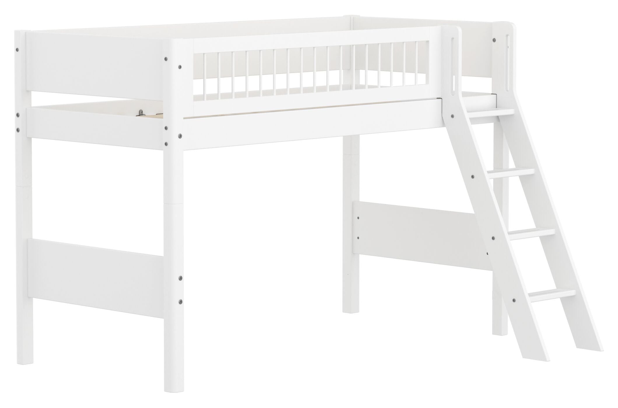 Flexa WHITE Mittelhochbett - Weiss / B: 159.0 cm x T: 210.0 cm x H: 143.0 cm