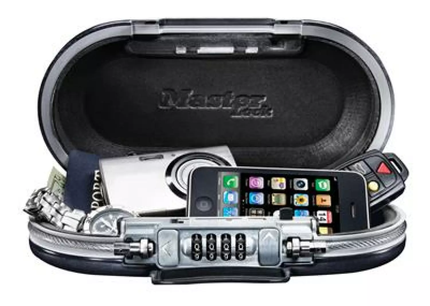 Master Lock 5900EURD Safe Space Reiskluis met kabel 50 cm - Cijfercodeslot - Zwart