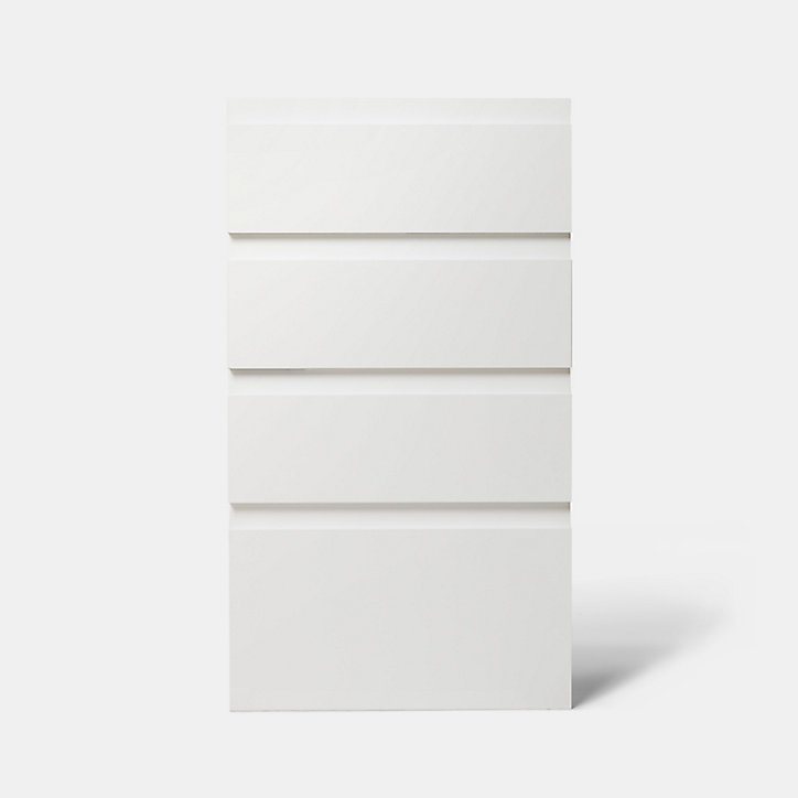 Façade de cuisine 3 tiroirs et 1 casserolier Garcinia blanc mat l. 40 cm x H. 72 cm GoodHome