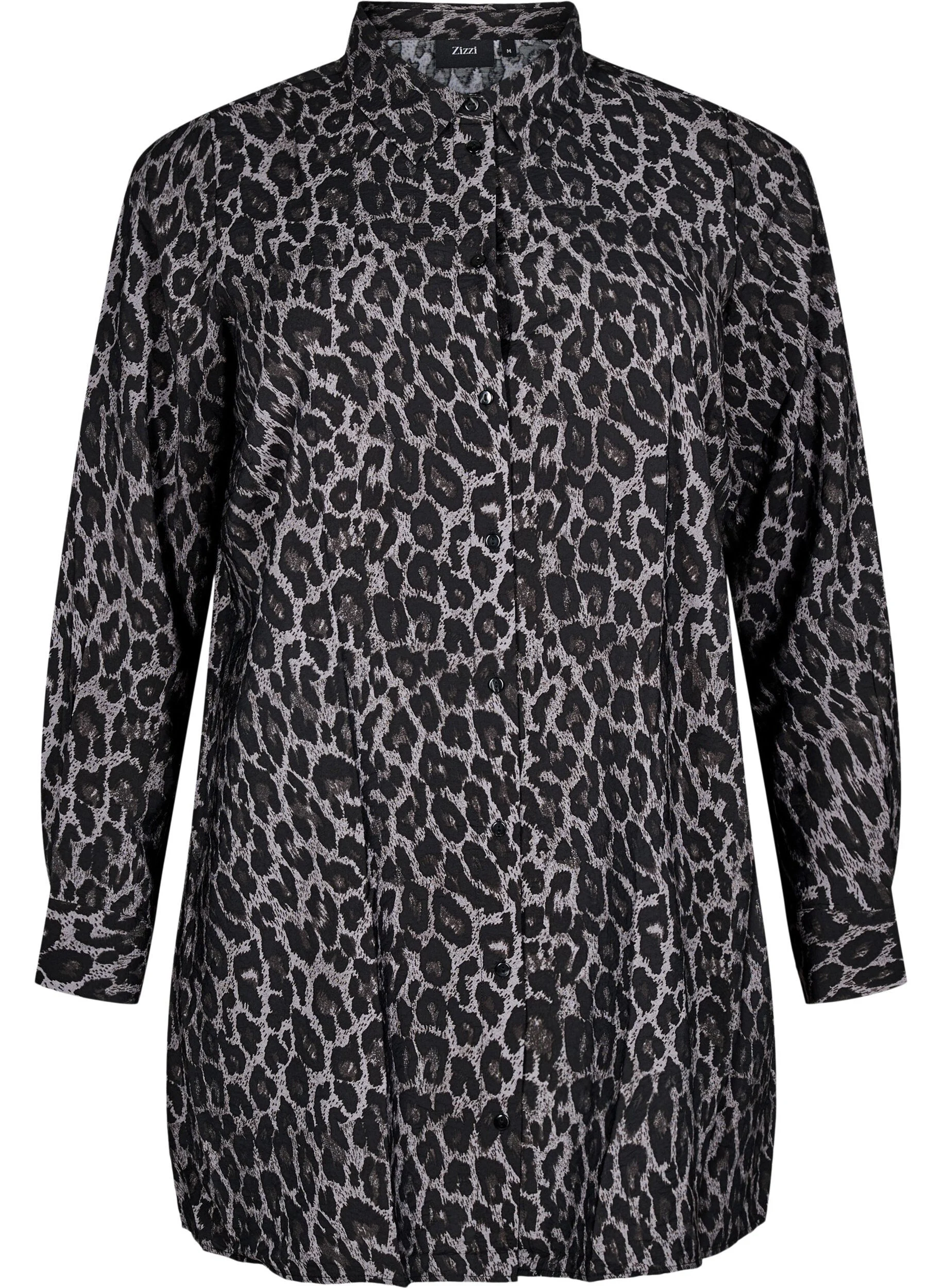 Lang skjorte med leopardprint