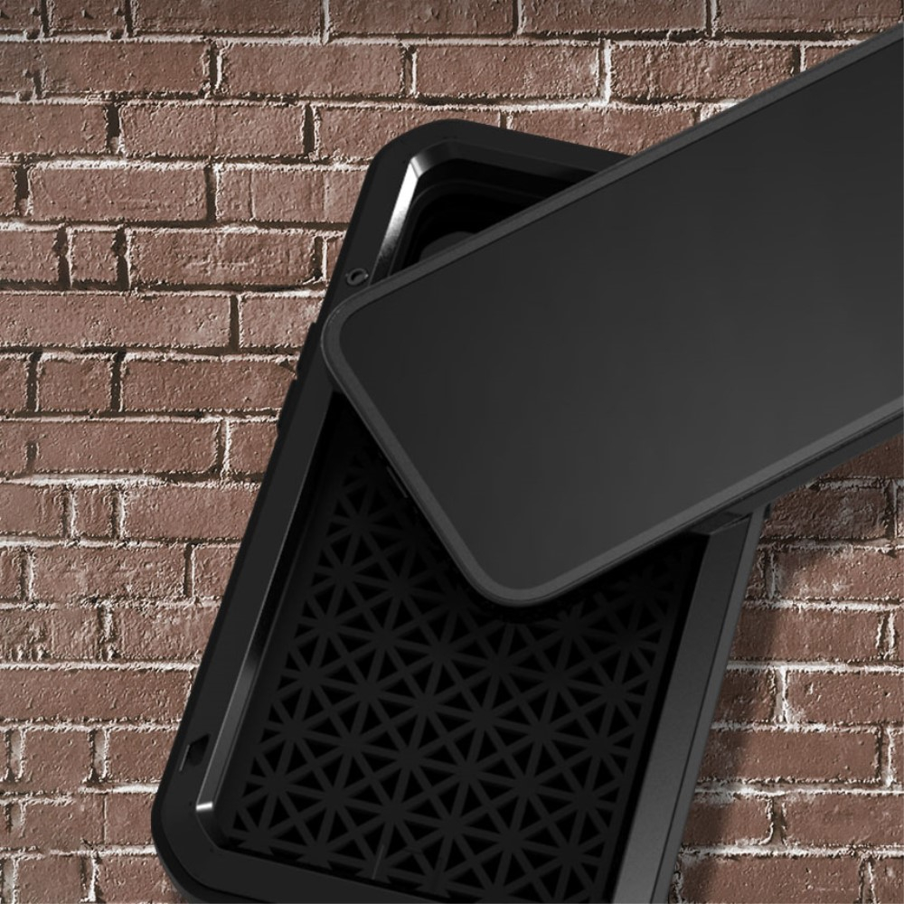 iPhone 13 Pro Silikon Metall Outdoor Case   Panzerfolie - Schwarz