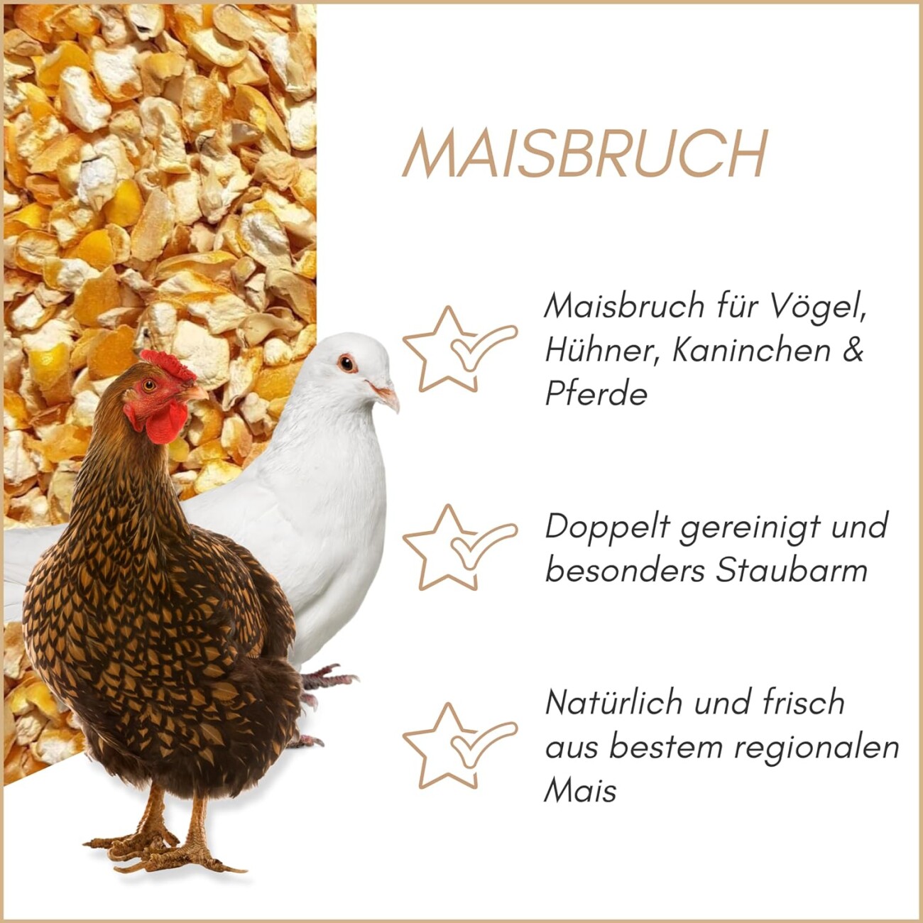 Supravit Maisbruch I getrockneter Mais I geschroteter Mais als Einzelfutter oder Mischfutter I hochverdaulicher Bruchmais als Vogelfutter, Hühnerfutter oder für Kaninchen & Pferde 25 kg