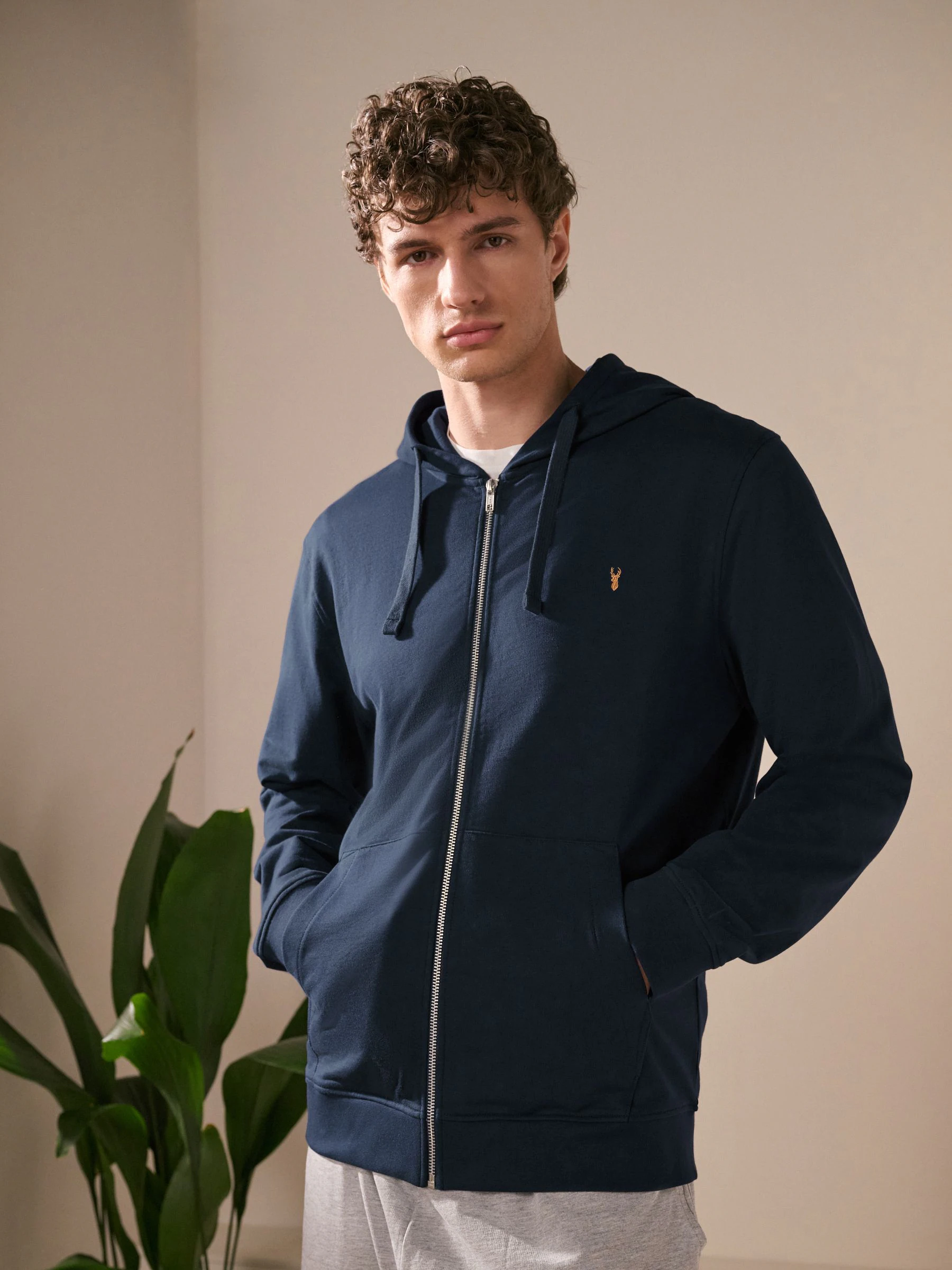 Donkerblauw - Lichte hoodie met rits