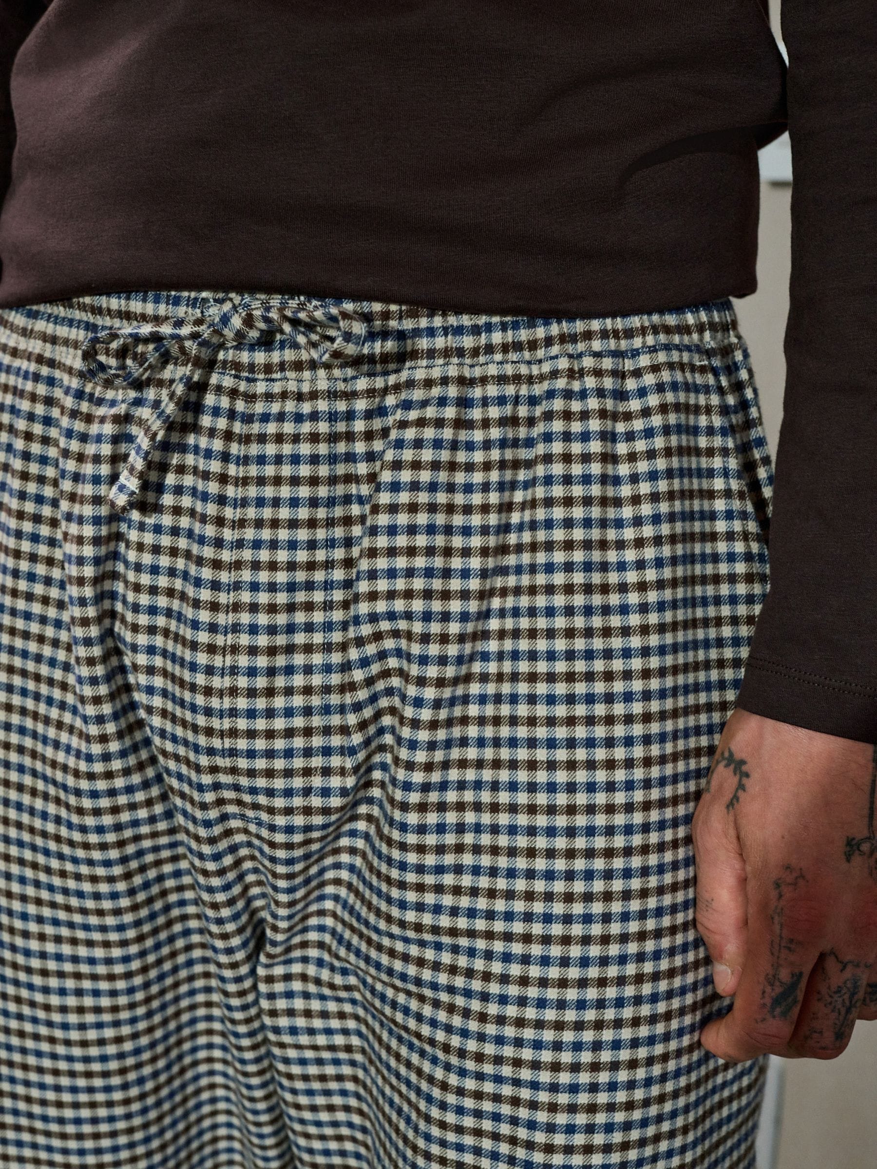 Grijs/bruin - Check Long Sleeve Woven Pyjamas Set
