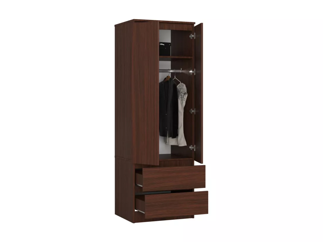 Armoire AKORD S60 Wengé 60 cm 2 portes 2 tiroirs façade Wengé 1 étagère 60x51x180 cm