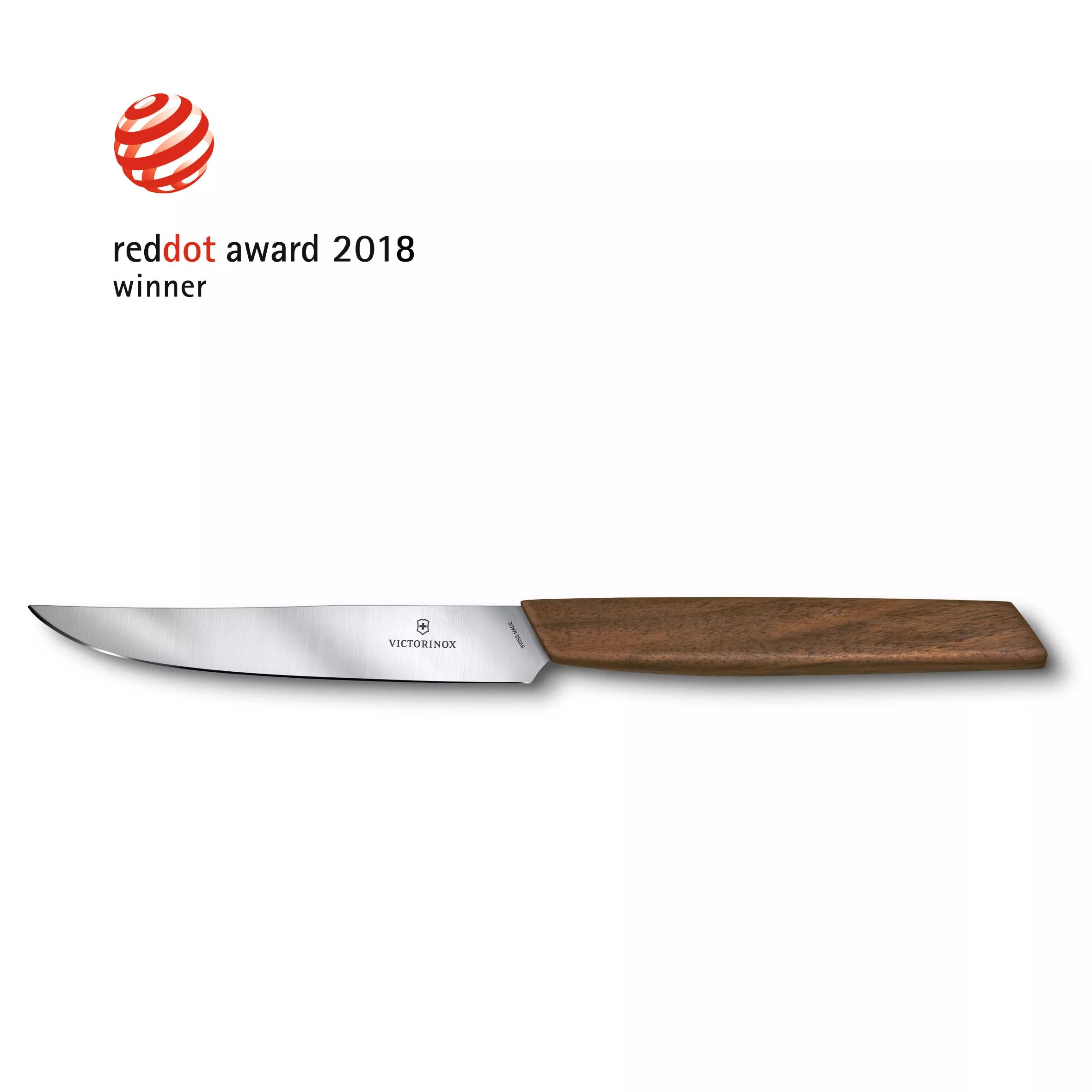Swiss Modern Steakmesser-Set, gerader Schliff-Nussbaumholz
