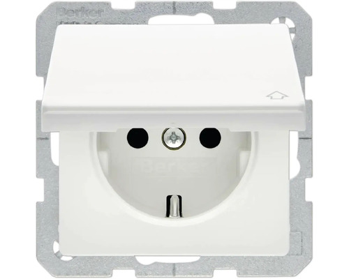 Berker 47516079 stopcontact met klapdeksel + verhoogde aanraakbeveiliging Q.1/Q.3 polarwit/fluweel