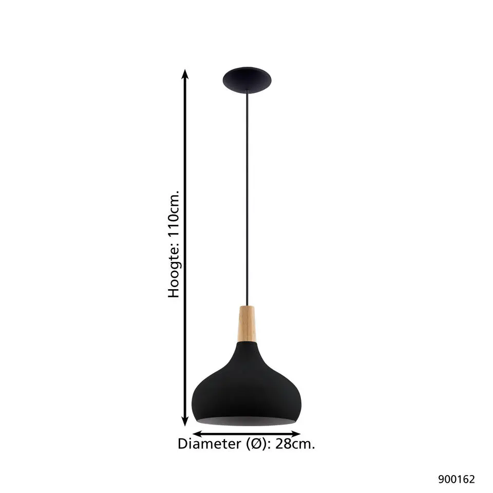 EGLOSabinarHanglamp-E27-Ø28cm-Zwart/Bruin