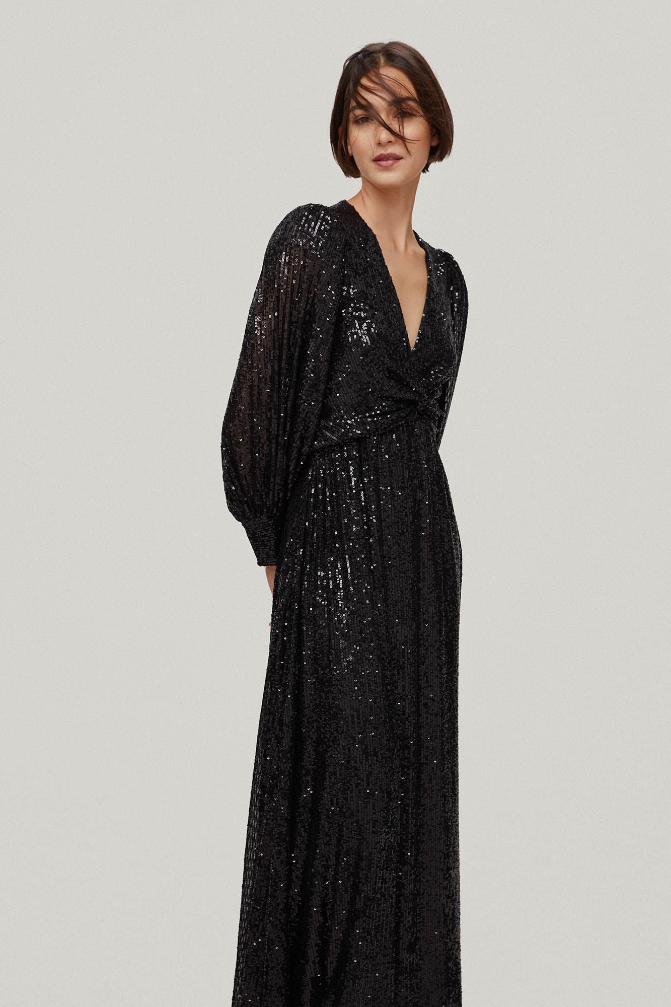 Vestido Jacaranda com lantejoulas brilhantes - Preto