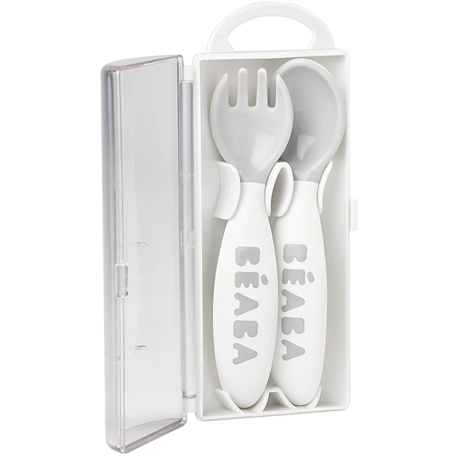 BEABA® Ergonomisches Besteckset 2. Altersstufe grau