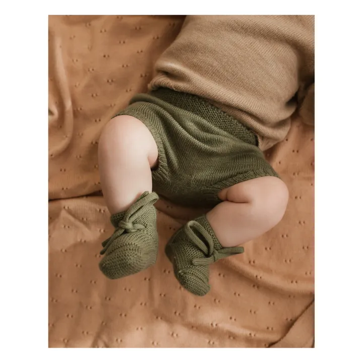 Hvid Chaussons Laine Mérinos | Vert kaki