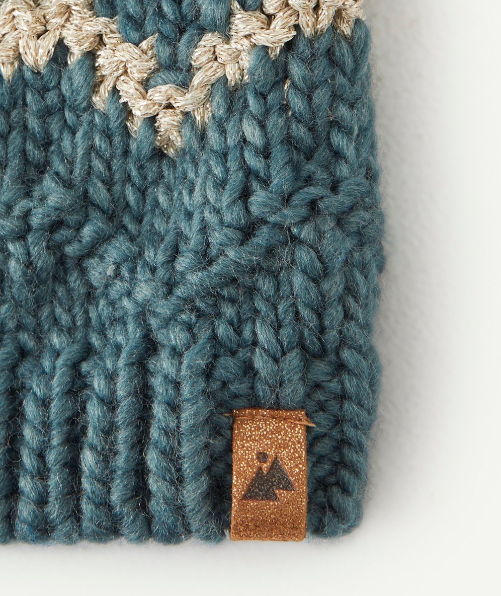 BONNET FILLE EN FIBRES RECYCLÉES BLEU CANARD ET BRILLANT