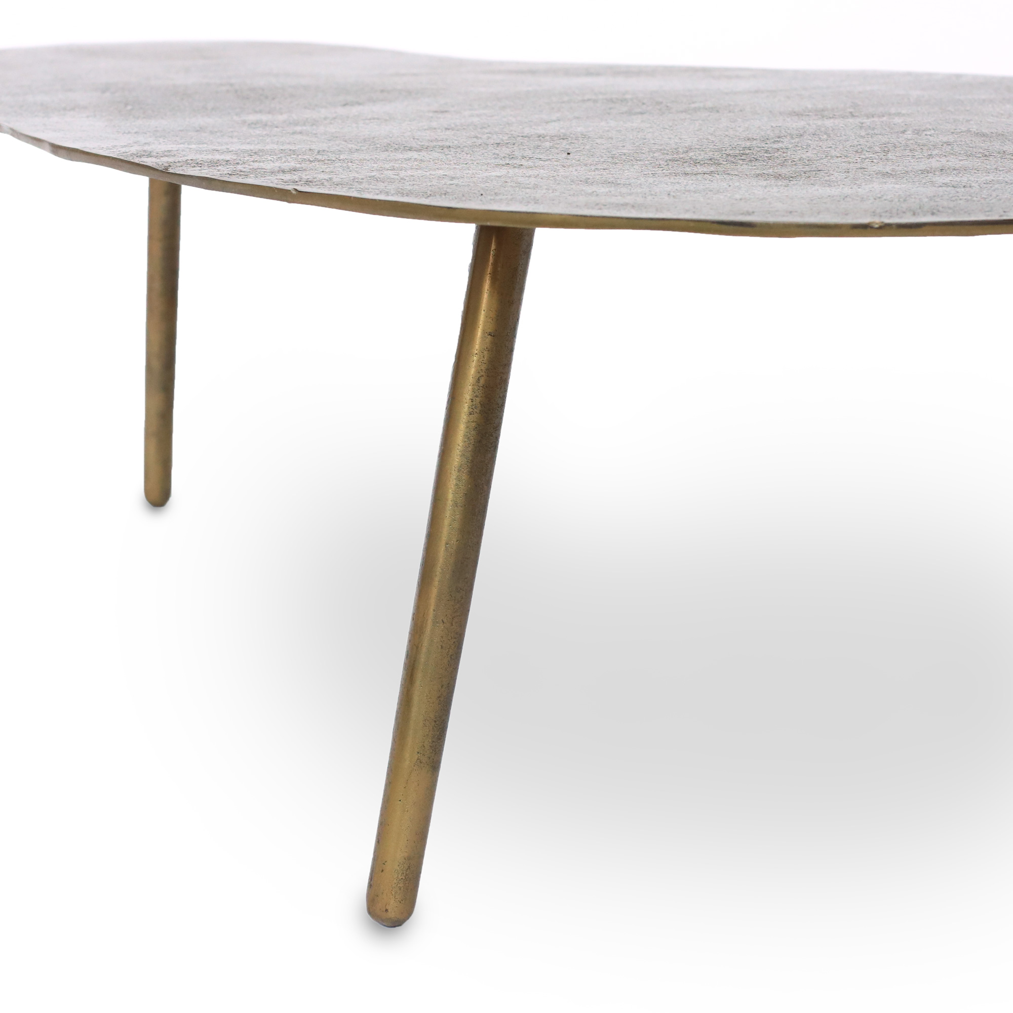 Nierentisch aus Gusseisen L, messing antik, B 120 cm, L 71 cm H 36 cm von fischer's lagerhaus