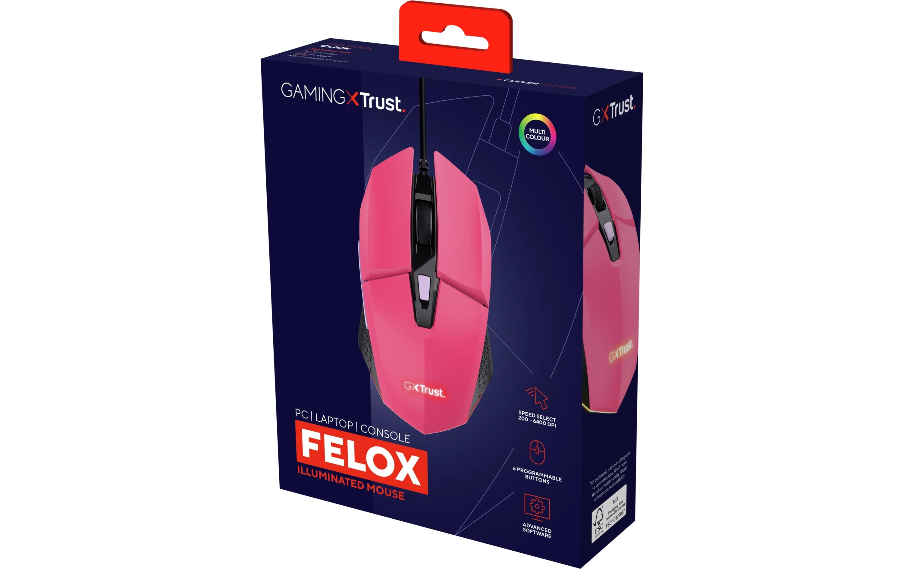 Gaming-Maus GXT 109P FELOXTrust GXT 109P FELOX Maus Gaming Beidhändig USB Typ-A 6400 dpi