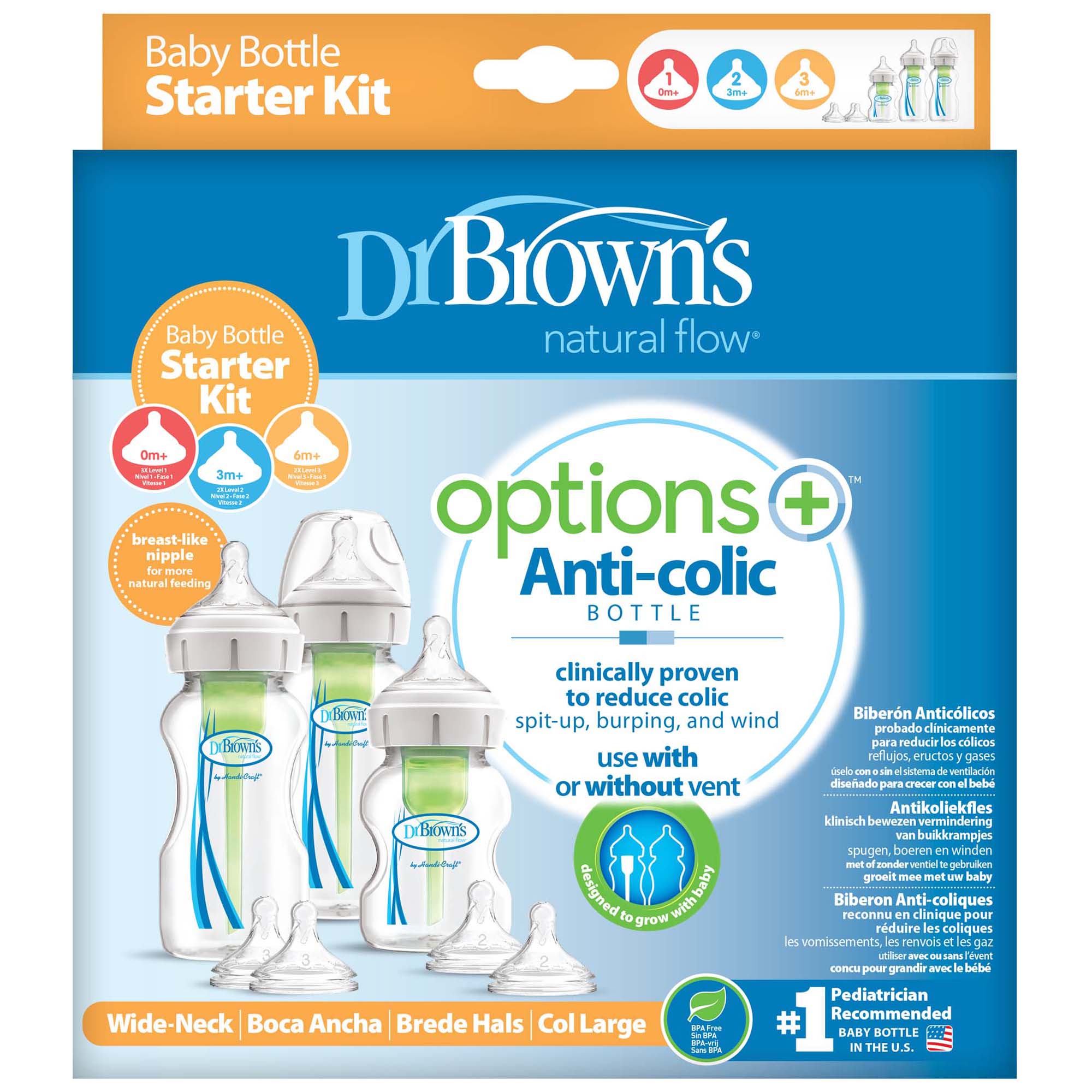 Dr. Brown's Options+ Startpakket Brede Halsfles wit