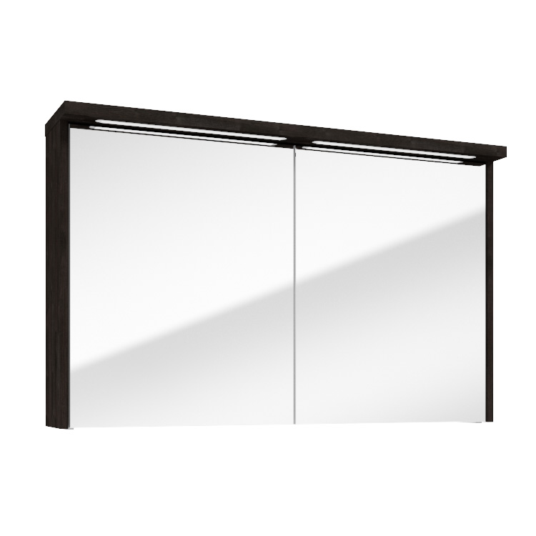 Fontana Grado spiegelkast met verlichting 100cm 2 deuren kasteel bruin