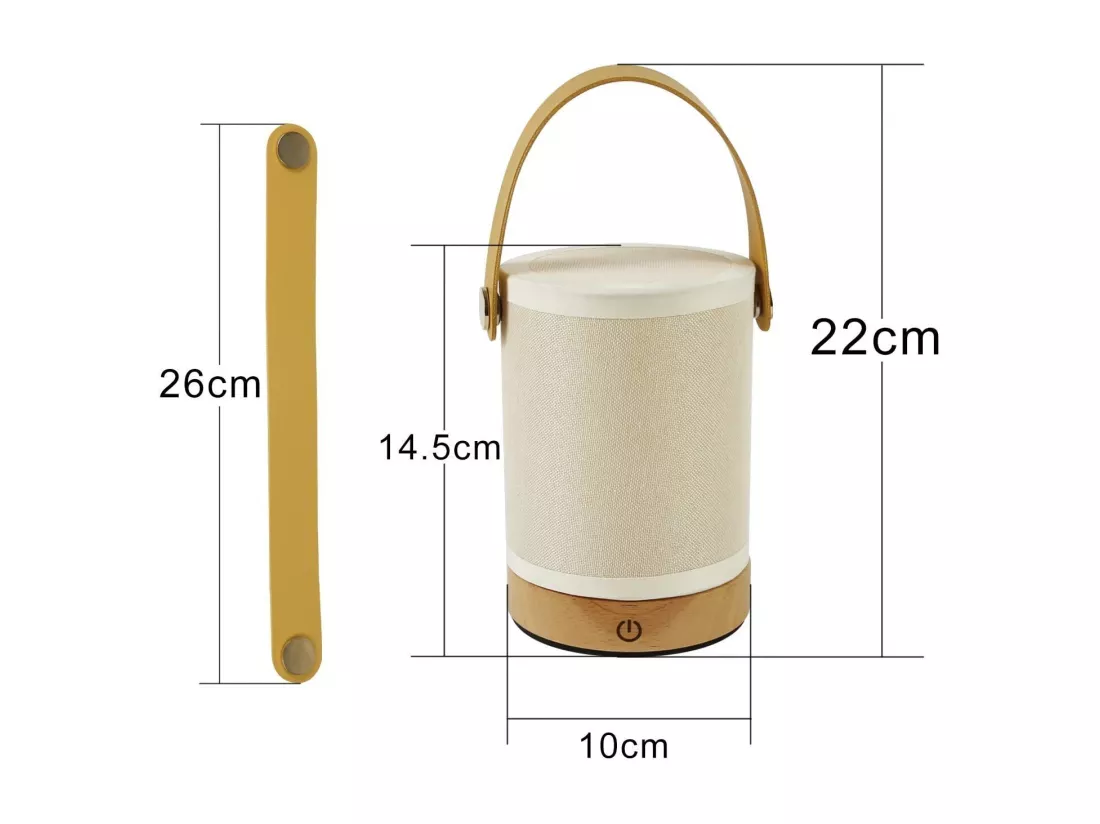 NETTLIFE Lampe de Table LED tactile, abat-jour Portable sans fil en tissu de bois avec fonction de gradation