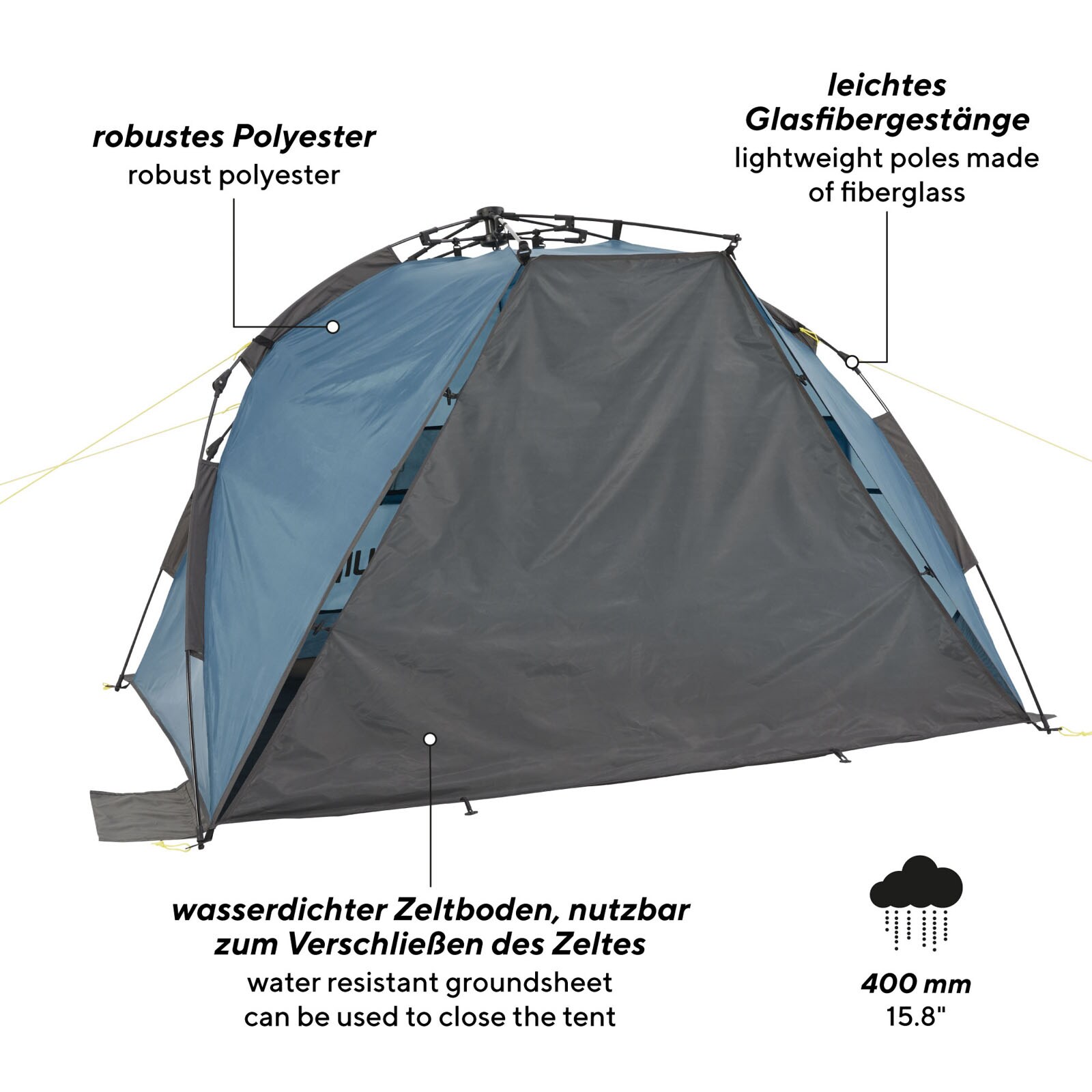 UQUIP Automatik Strandmuschel Speedy Strandzelt Reise Wind Sonnen Schutz UV50+ Farbe: petrol