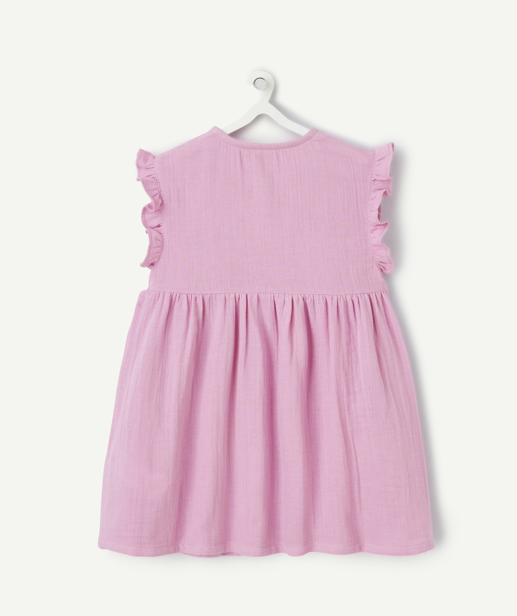 robe bébé fille en gaze de coton rose avec volants