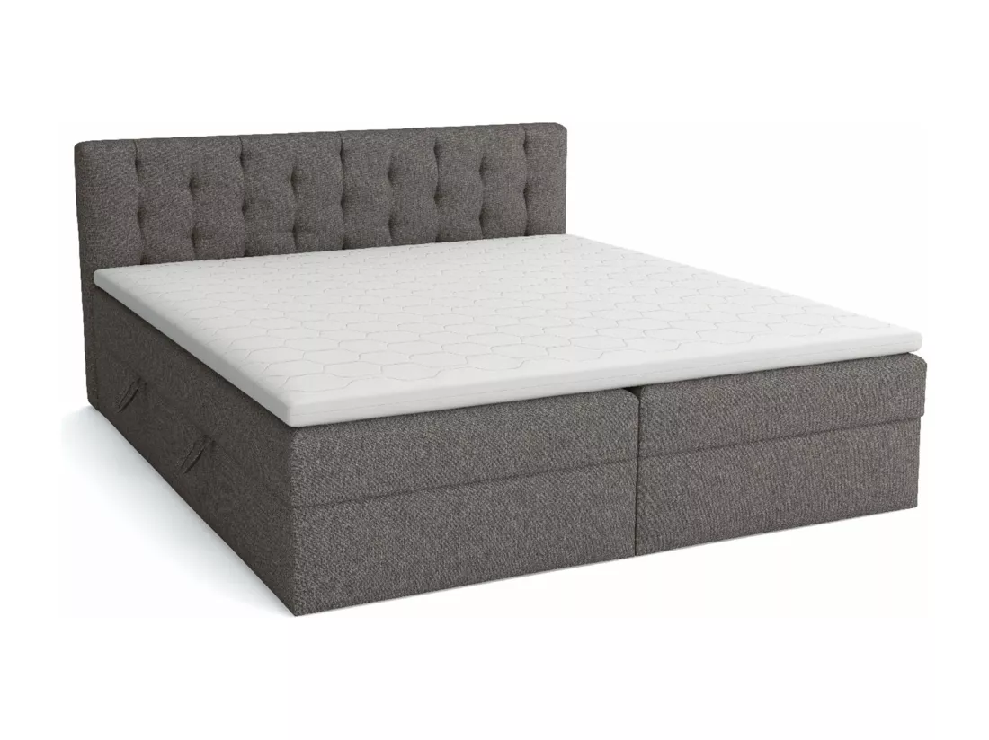 LIT BOXSPRING avec surmatelas Merano 160x200 cm, gris