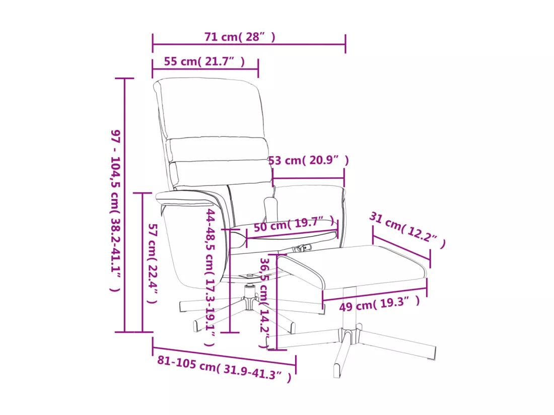 Fauteuil inclinable de massage avec repose-pied gris similicuir
