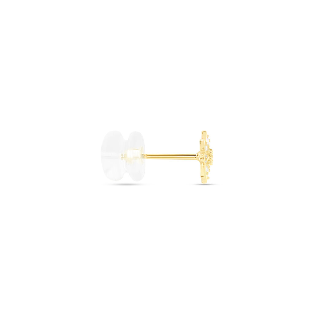 Boucles D'oreilles Puces Mix And Match Or Jaune Oxyde De Zirconium