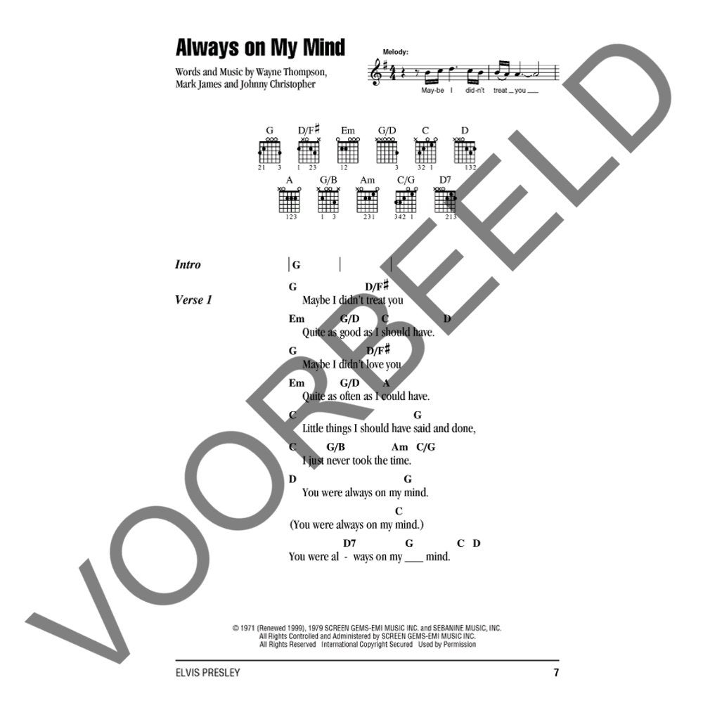 Hal Leonard Elvis Presley Guitar Chord Songbook