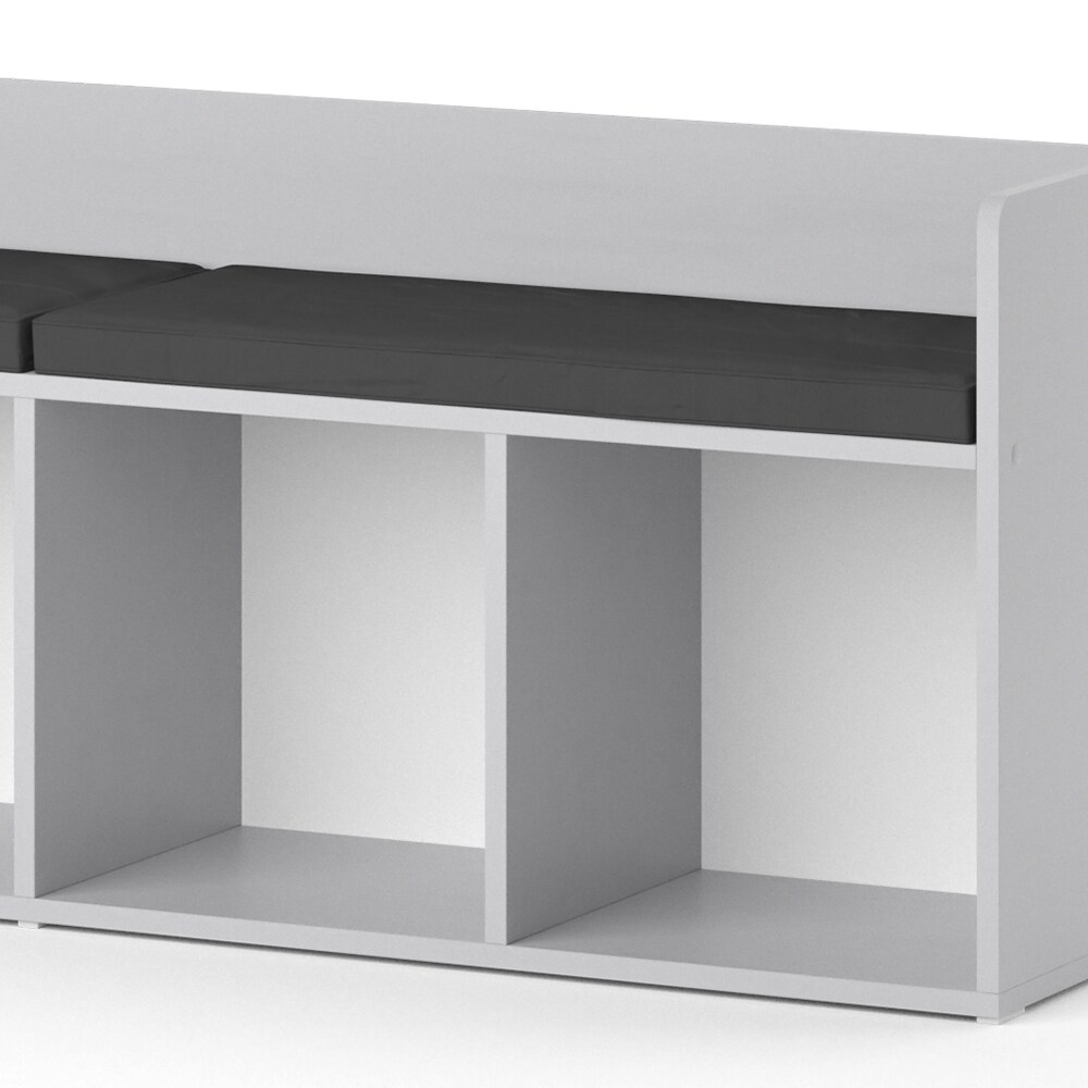 Vicco Sitzbank Kinderzimmerbank Kinderregal Luigi Hellgrau 142x53 cm modern Kinderzimmer Regal Aufbewahrungsregal Bücherregal Lesebank Spielzeugaufbewahrung Organizer Regal-Bank-Kombi 4 Fächer