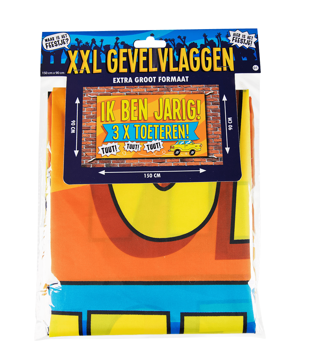 Gevelvlag Ik Ben Jarig 3x Toeteren! 1,5m