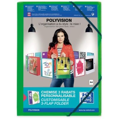 Oxford Polyvision - Chemise personnalisable à rabats - A4 - disponibles dans différentes couleurs translucides