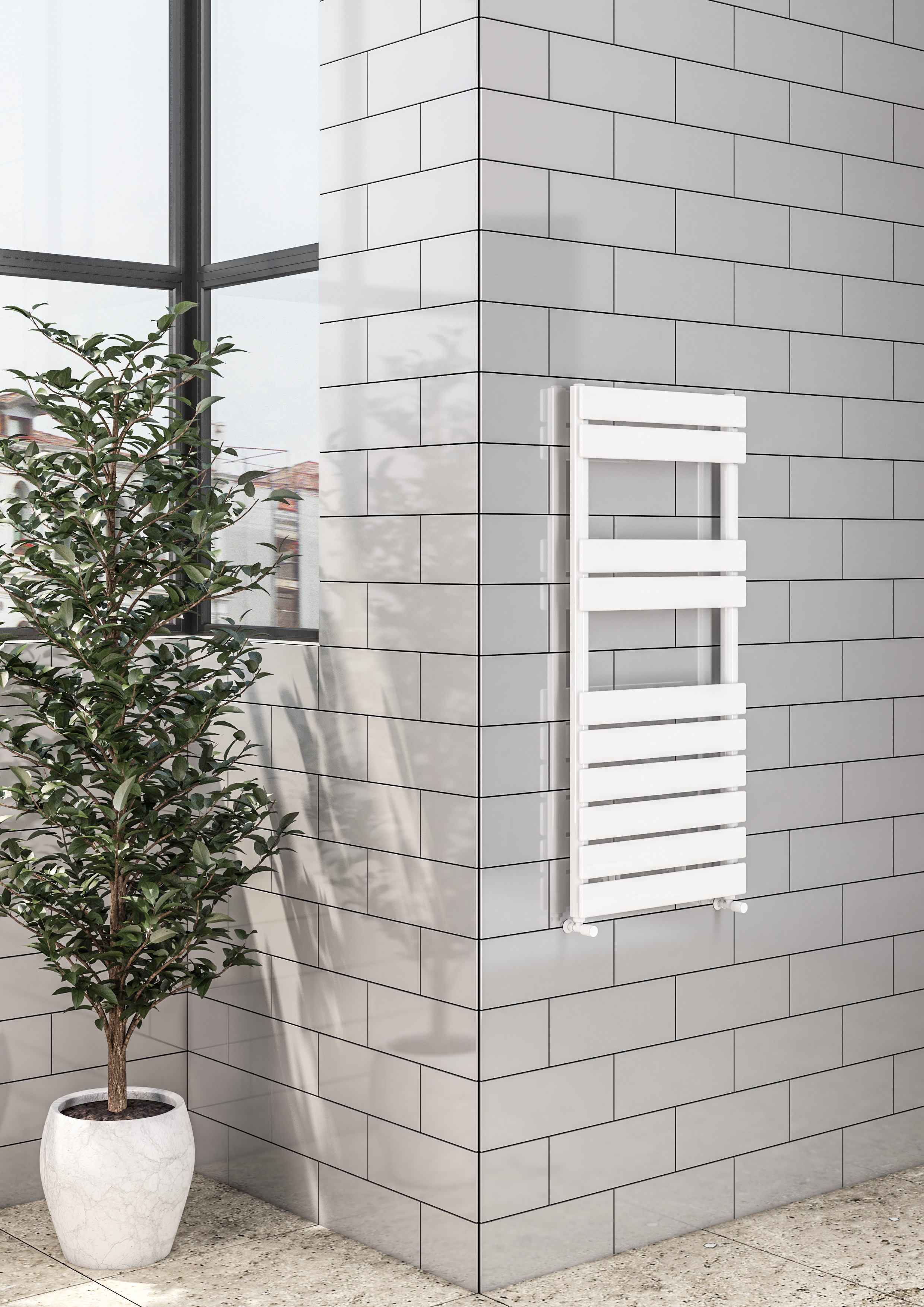 Eastbrook Addington type 10 handdoekradiator 40x110cm staal 492W wit glans