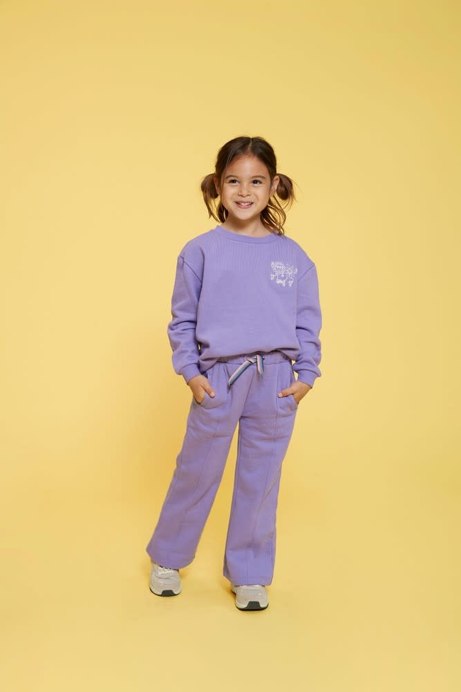 Jubel Jubel sweater met backprint - Rolling into Spring paars