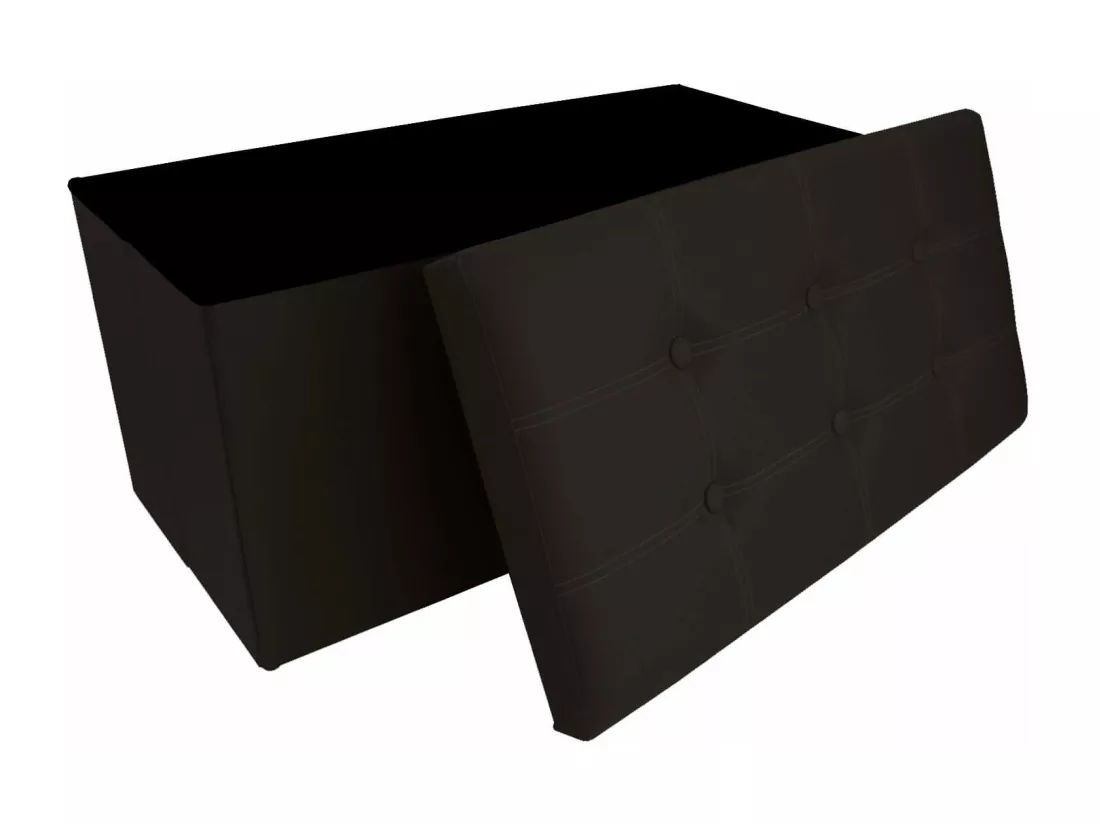 Mobili Rebecca Pouf Coffre de rangement Banc Rectangle Noir Stokage 38x76x38