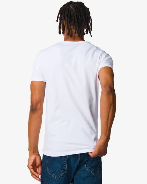 t-shirt homme slim fit col rond blanc