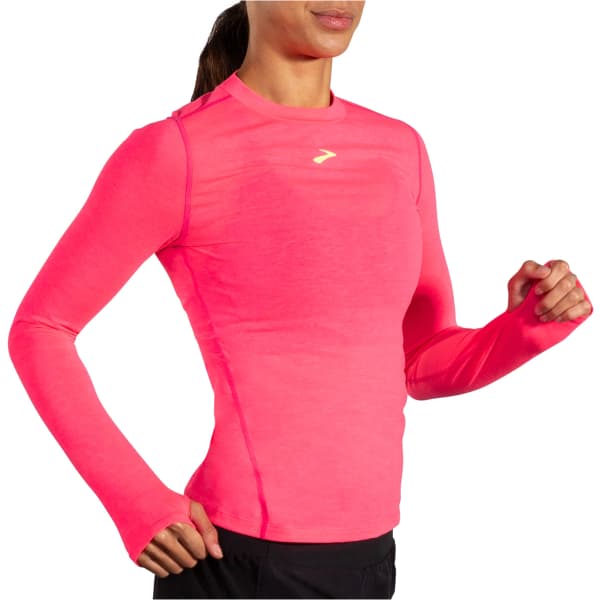 T-shirt trail BROOKS HIGH POINT LONG SLEEVE W NEON PINK