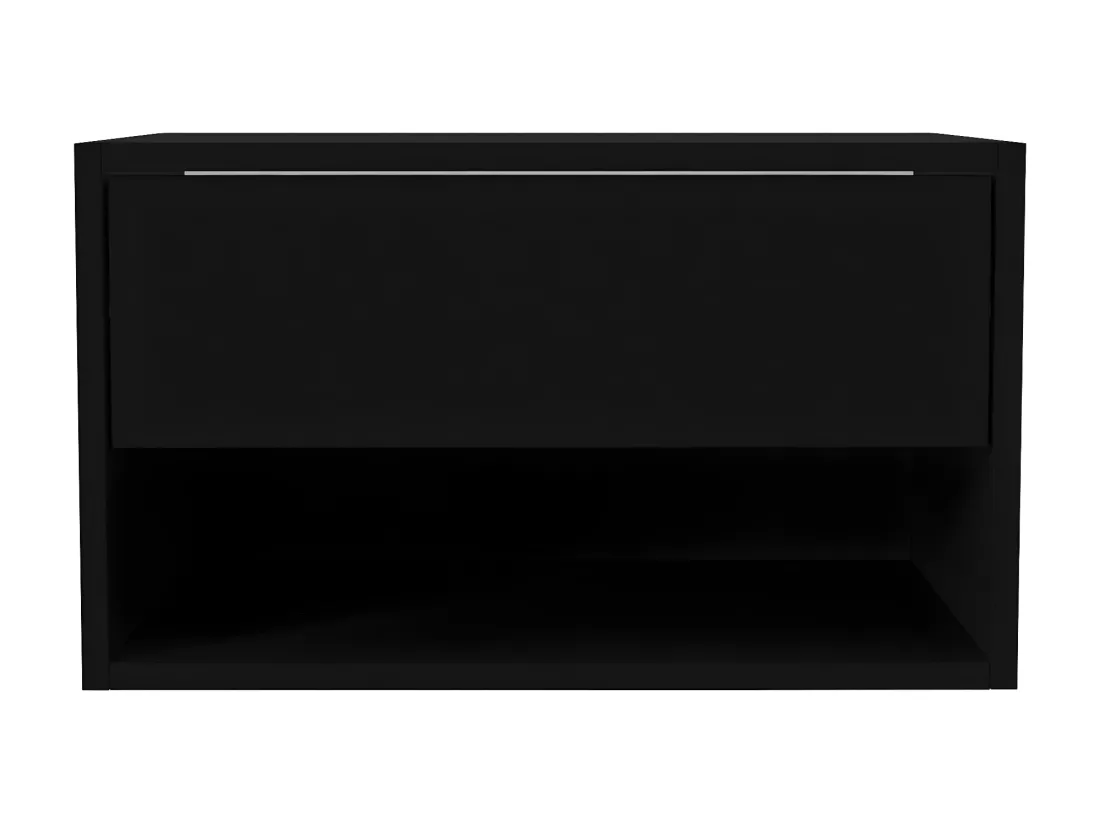 Lot de 2 tables de chevet suspendues - 1 tiroir et 1 niche - Noir - RITAMI